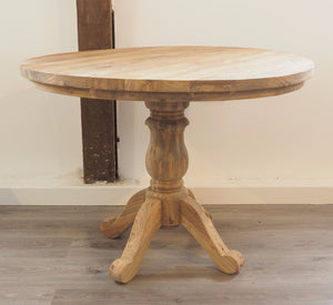 100cm Reclaimed teak round table side view