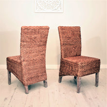 Load image into Gallery viewer, Elegant natural woven banana leaf dining chairs - dining, kitchen or conservatory