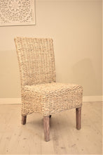 Load image into Gallery viewer, Versatile woven banana leaf whitewashed dining chairs for kitchen and conservatory