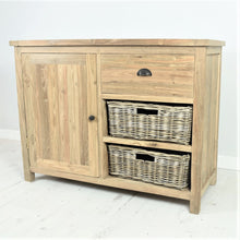 Load image into Gallery viewer, Reclaimed teak small sideboard, 1 drawer, 1 door, 2 baskets. 