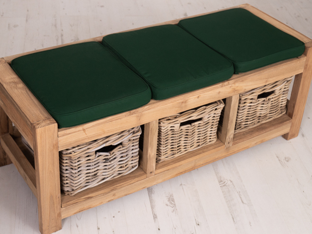 Rustic storage bench with cushion deals