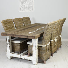 Load image into Gallery viewer, 210cm Farmhouse Dining Set with 6 Natural Kubu Chairs