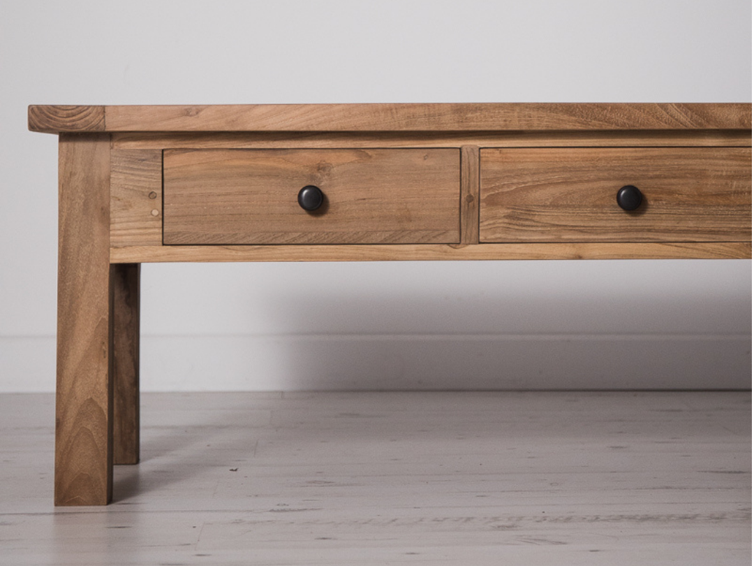 Reclaimed Teak Chunky Coffee Table with 2 Drawers