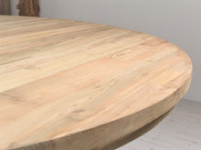 Load image into Gallery viewer, 180cm Round reclaimed teak dining table , close up view