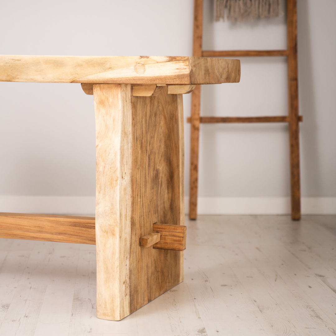 150cm Natural Live Edge Table Refectory Style Leg Table Only