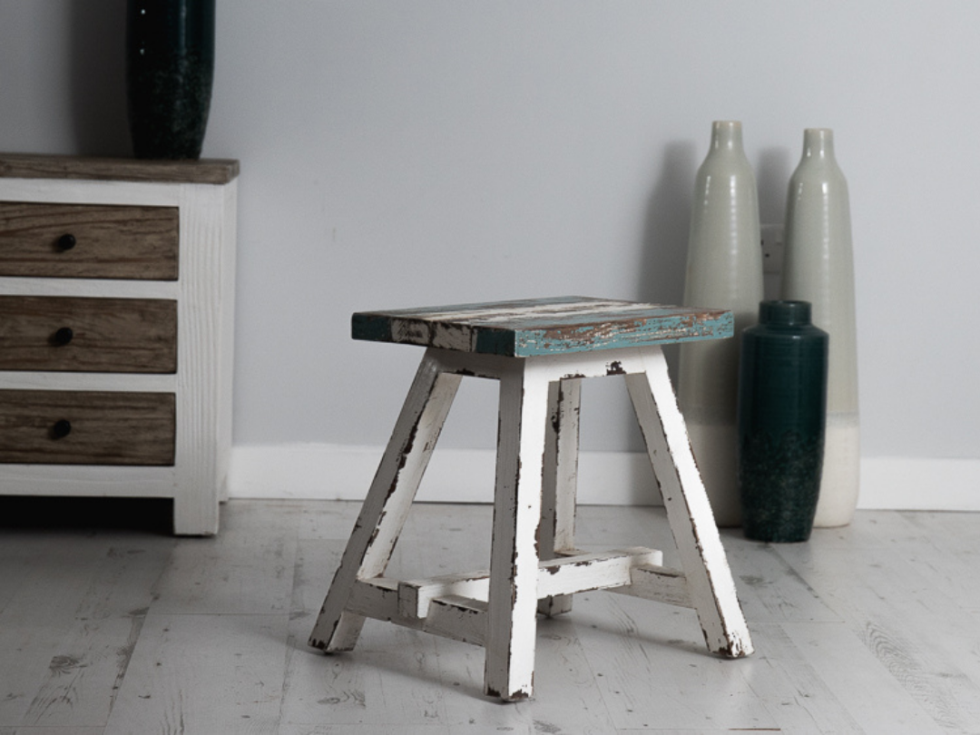 Vintage White Wash Stool