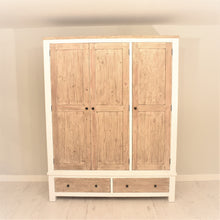 Load image into Gallery viewer, Reclaimed pine Bude range triple wardrobe with 2 drawers.