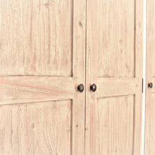 Load image into Gallery viewer, Reclaimed pine Bude range triple wardrobe with 2 drawers, close view of wardrobe doors .