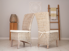 Load image into Gallery viewer, Whitewash Wicker Dining Chair
