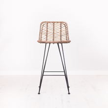 Load image into Gallery viewer, Durable Kubu rattan bar stool with back support