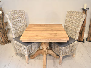Square Reclaimed Teak Dining Set with 2 Whitewash Dining Chairs