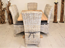 Load image into Gallery viewer, Rectangular Reclaimed Teak Dining Set with 6 Whitewash Kubu Chairs