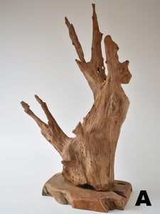 Abstract Wood Sculpture On Stand - Small