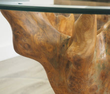Load image into Gallery viewer, Round teak root coffee table close view of root base.