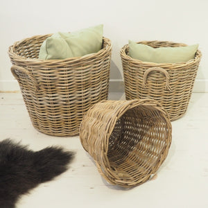 Round Natural Wicker Basket - Small