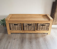 Load image into Gallery viewer, Hallway Storage Bench With Wicker Drawers - 3 Seater