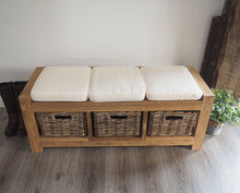 Load image into Gallery viewer, Hallway Storage Bench With Wicker Drawers - 3 Seater