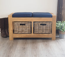 Load image into Gallery viewer, Hallway Storage Bench With Wicker Drawers - 2 Seater
