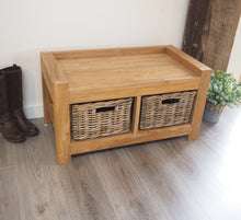 Load image into Gallery viewer, Hallway Storage Bench With Wicker Drawers - 2 Seater