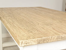Load image into Gallery viewer, Cottage style Reclaimed pine dining table with natural wood grain and whitewash finish