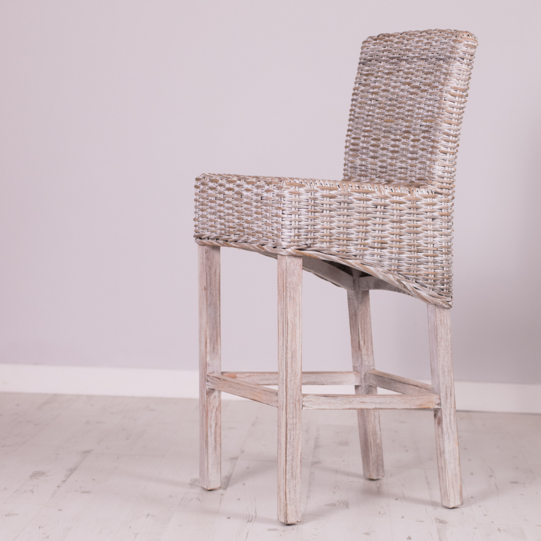 Whitewash Wicker Bar Stool – Rustic House Cornwall