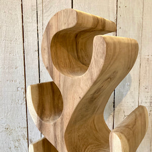 close up detail of elegant, natural wood wine rack