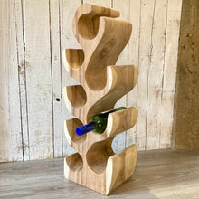 Load image into Gallery viewer, Handcrafted suar wood wine rack for eight bottles