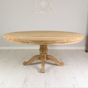 180cm Round reclaimed teak dining table