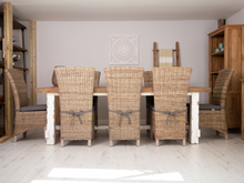 Load image into Gallery viewer, 240cm Farmhouse Dining Set with 8 Natural Kubu Chairs