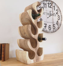 Load image into Gallery viewer, 8 bottle Suar wood wine rack with natural wood grain