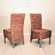 Elegant natural woven banana leaf dining chairs - dining, kitchen or conservatory
