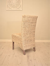 Load image into Gallery viewer, Banana leaf dining chair whitewashed, back view.
