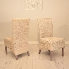 Load image into Gallery viewer, Banana leaf dining chair whitewashed.