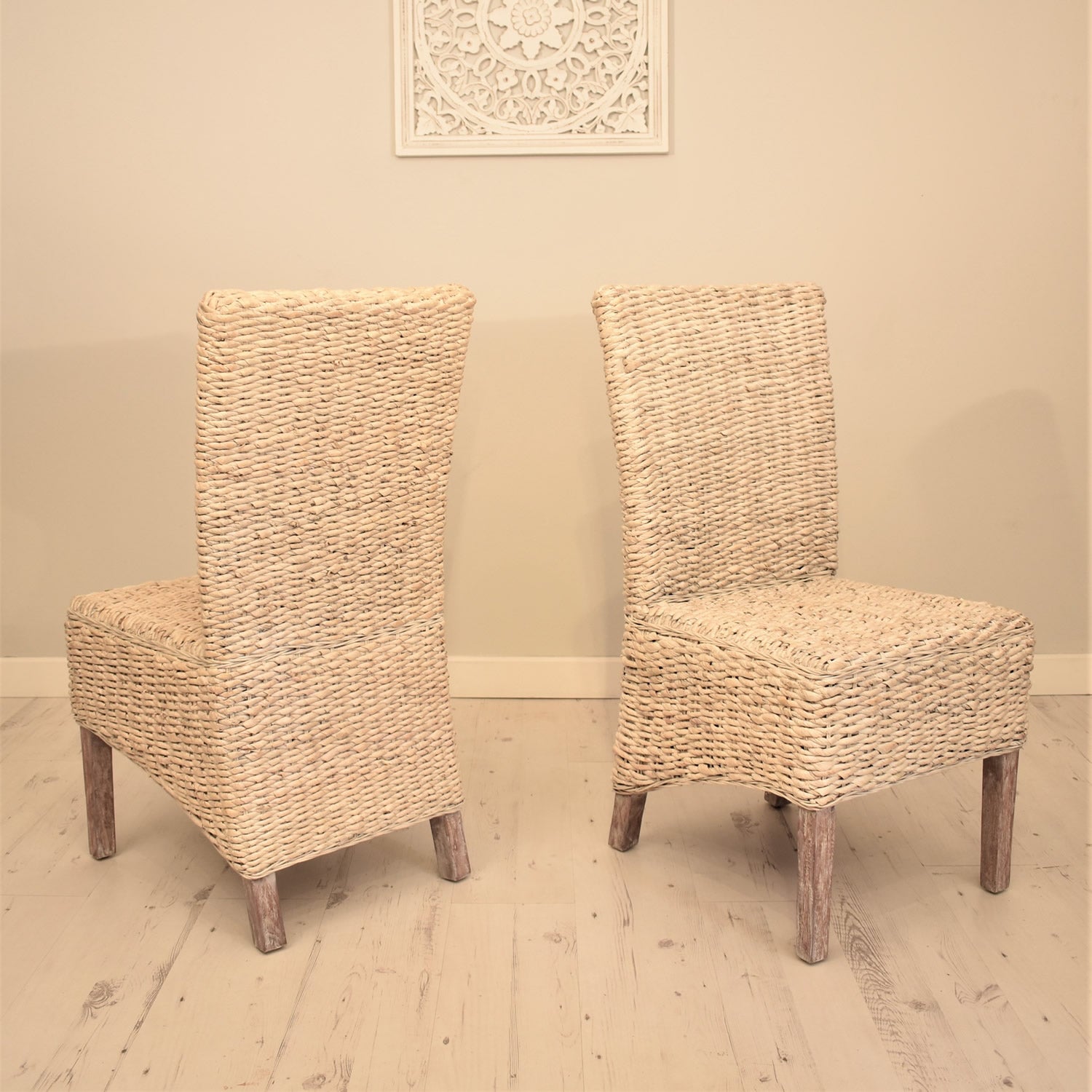 Banana Leaf Dining Chair Whitewash – Rustic House Cornwall
