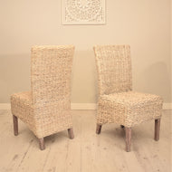 Banana leaf dining chair whitewashed.