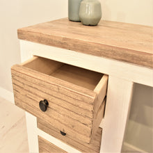Load image into Gallery viewer, Reclaimed pine Bude range dressing table, close up view of top drawer.