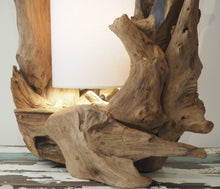 Load image into Gallery viewer, Close-up-detail of handcrafted reclaimed teak wood table lamp base