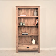 Load image into Gallery viewer, Reclaimed teak tall bookcase with 1 drawer. 