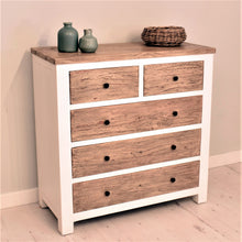 Load image into Gallery viewer, Reclaimed pine Bude range chest of drawers with 5 drawers