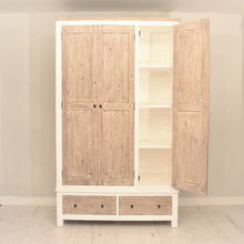 Load image into Gallery viewer, Reclaimed pine Bude range triple wardrobe , view of open door with inner shelves