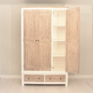 Reclaimed pine Bude range triple wardrobe , view of open door with inner shelves