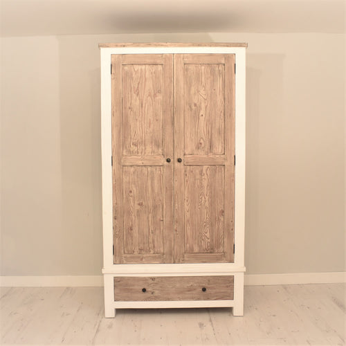 Reclaimed Pine Bude Range Double Wardrobe with 1 Drawer