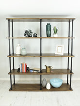 Load image into Gallery viewer, Vintage industrial style shelving unit. Items displayed on shelves.