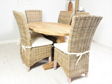 Load image into Gallery viewer, 160cm Recalimed teak dining set with 6 natural Kabu chairs.