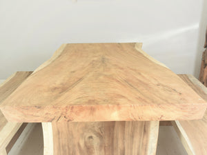 150cm Suar live edge dining table, end view