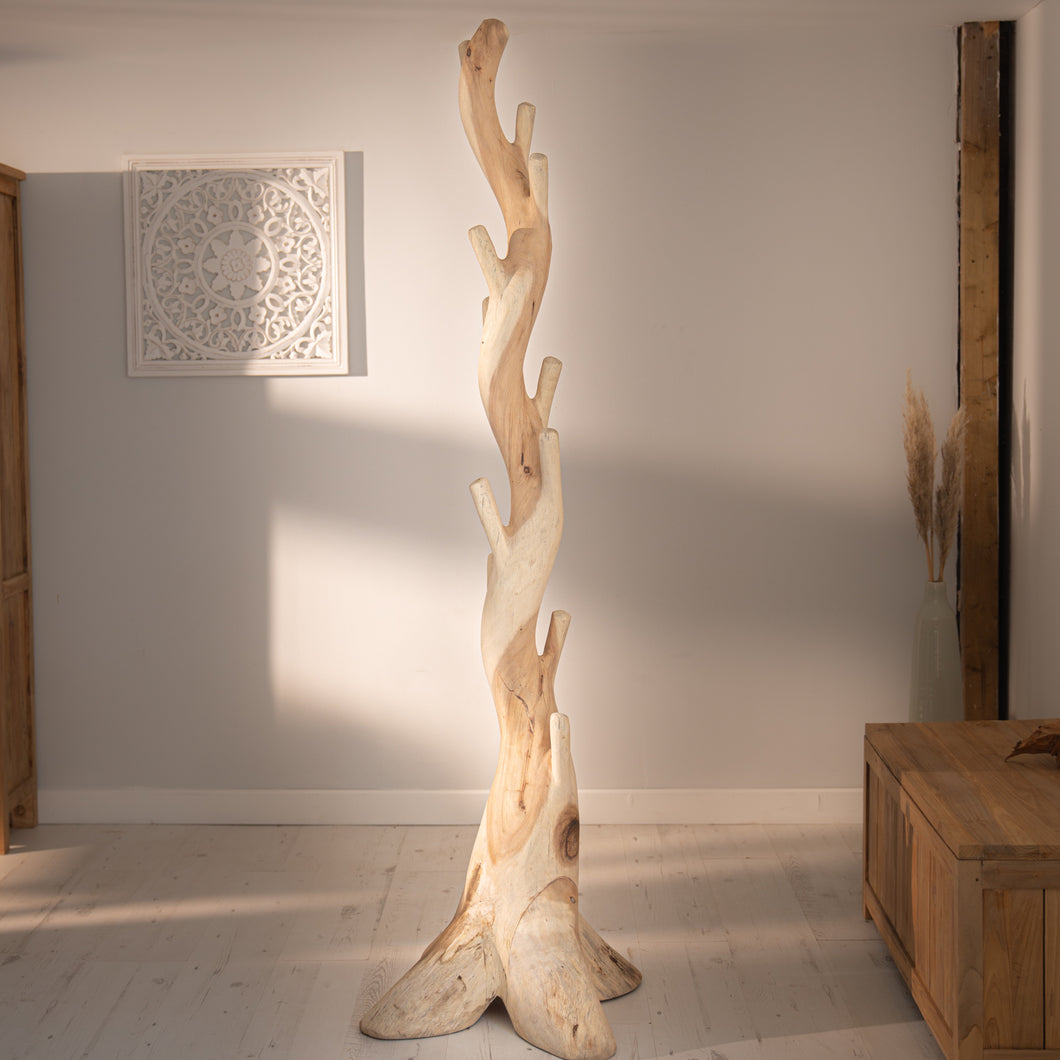 Handcrafted Suar wood coat stand for home