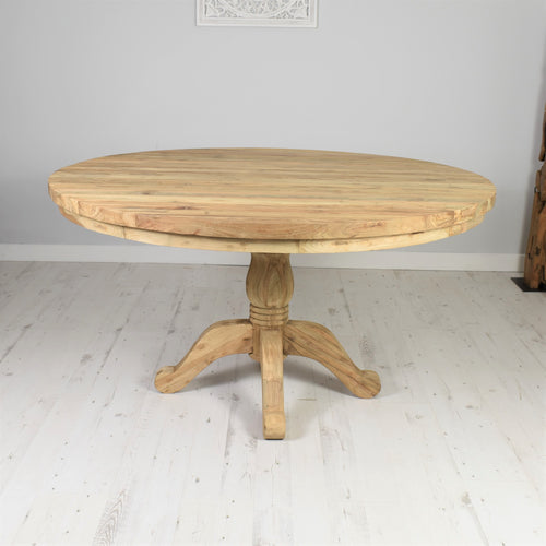 140cm Round reclaimed teak dining table..