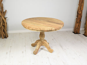 Reclaimed teak round dining table 100cm