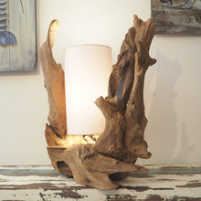 Load image into Gallery viewer, Organic design Reclaimed Teak Root lamp base. Sustainable lighting with an artisan style.