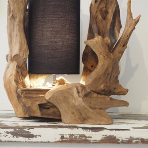 Natural Teak Wood Table Lamp - eco friendly lighting for your home.